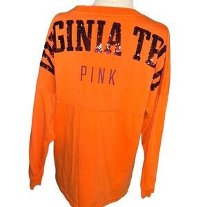 Victoria’s secret virginia tech hookies va tech vtech sequins orange shirt top S